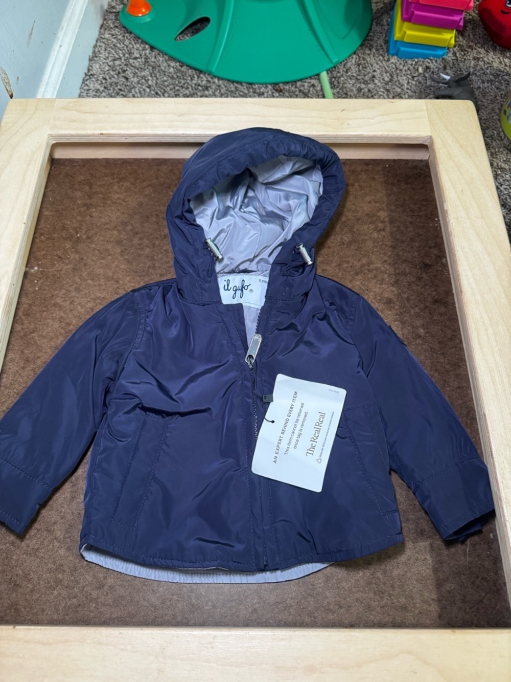 il gufo Navy Hooded Rain Jacket - 6M